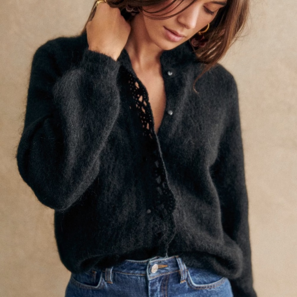 Sezane Black Cardigan Sweater